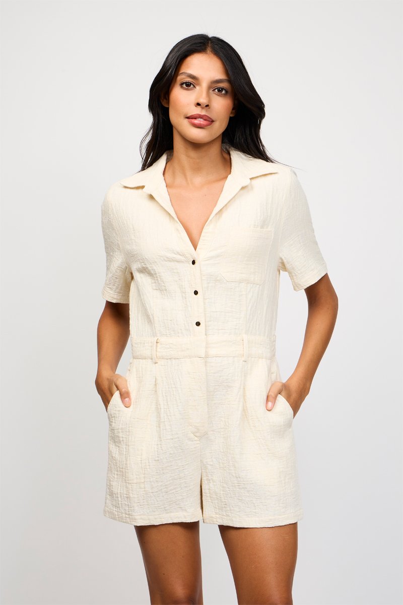 Combishort en lin - Ecru