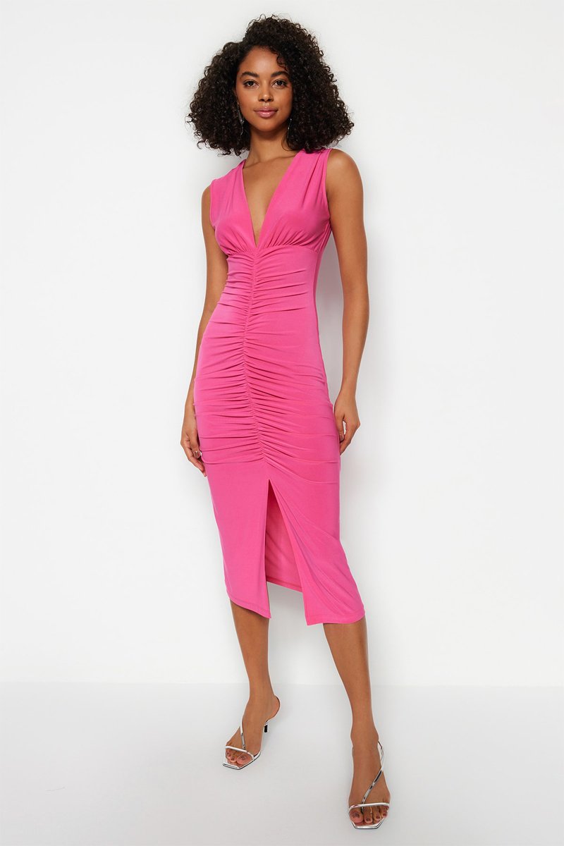 Robe midi Fuchsia