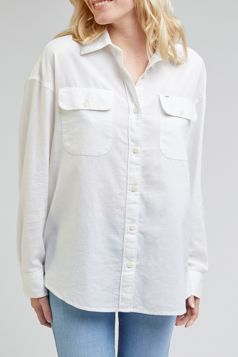 Chemise regular en lin Blanc