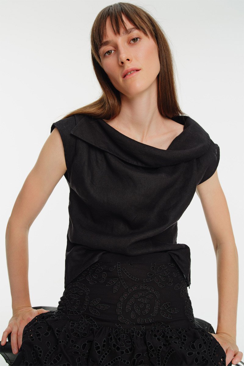 Blouse en lin Noir