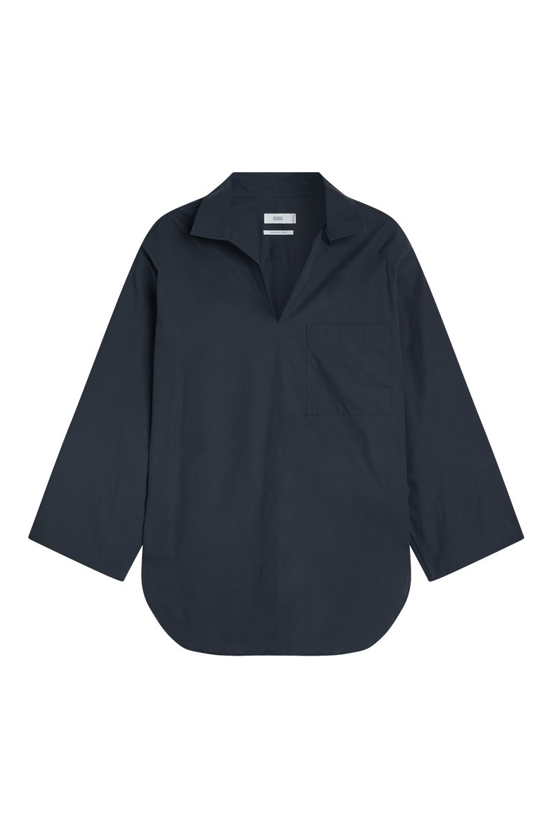 Chemisier en coton biologique - Bleu marine