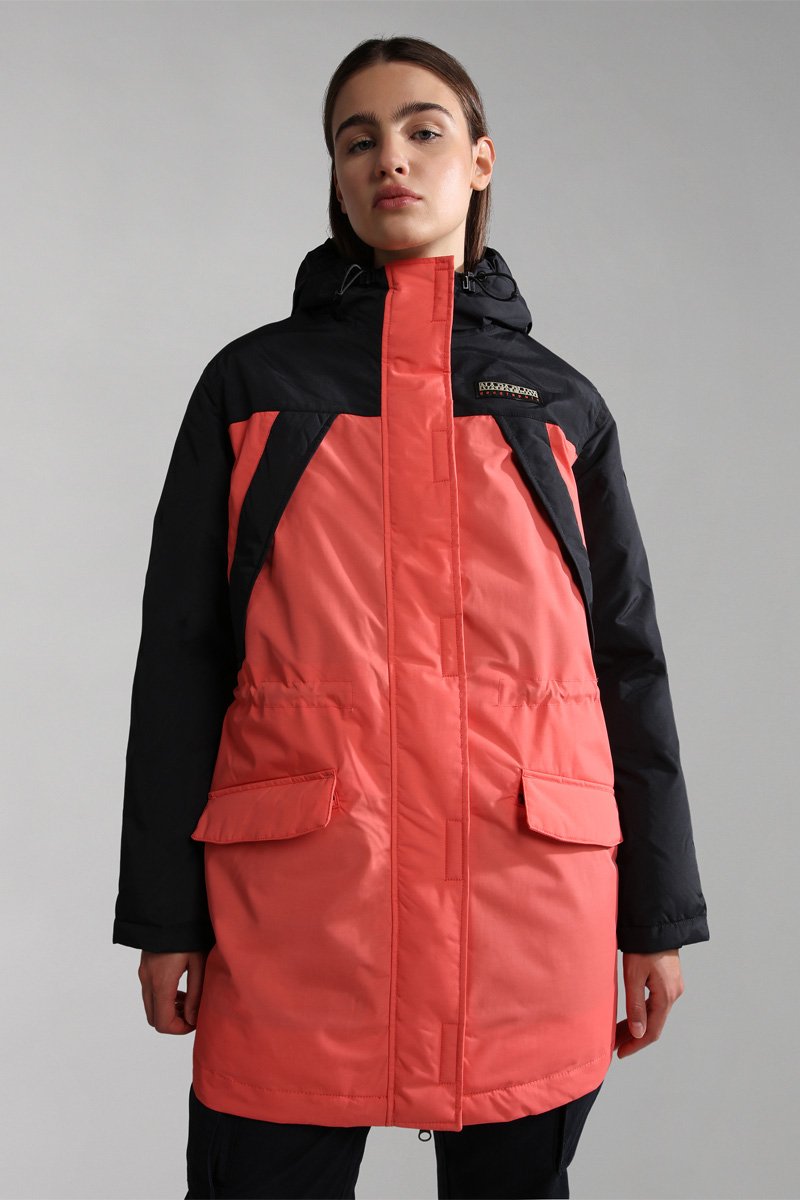 Parka à capuche Epoch Corail et noir