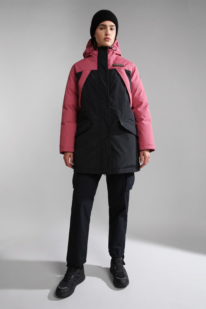 Parka à capuche Epoch Fuchsia et noir