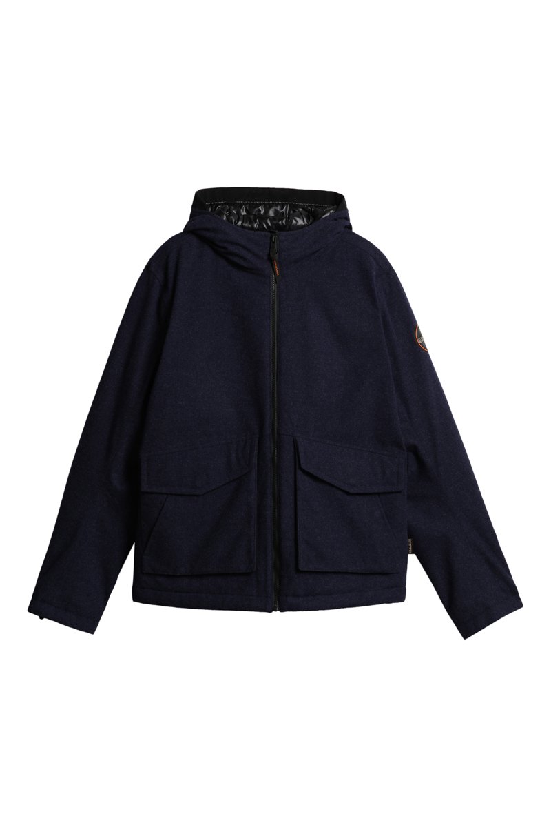 Parka à capuche en laine A-Sami Bleu marine