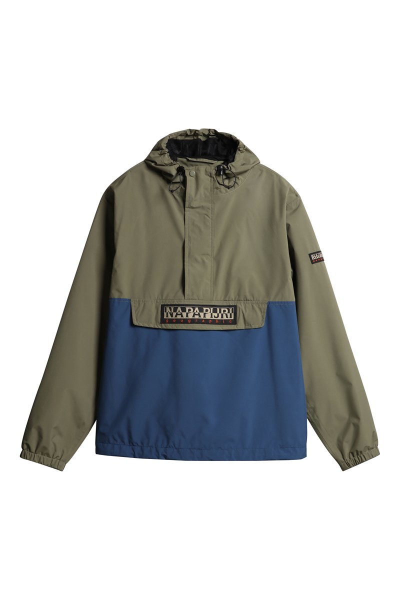 Coupe-vent à capuche RF Freestrider - Kaki et bleu cobalt