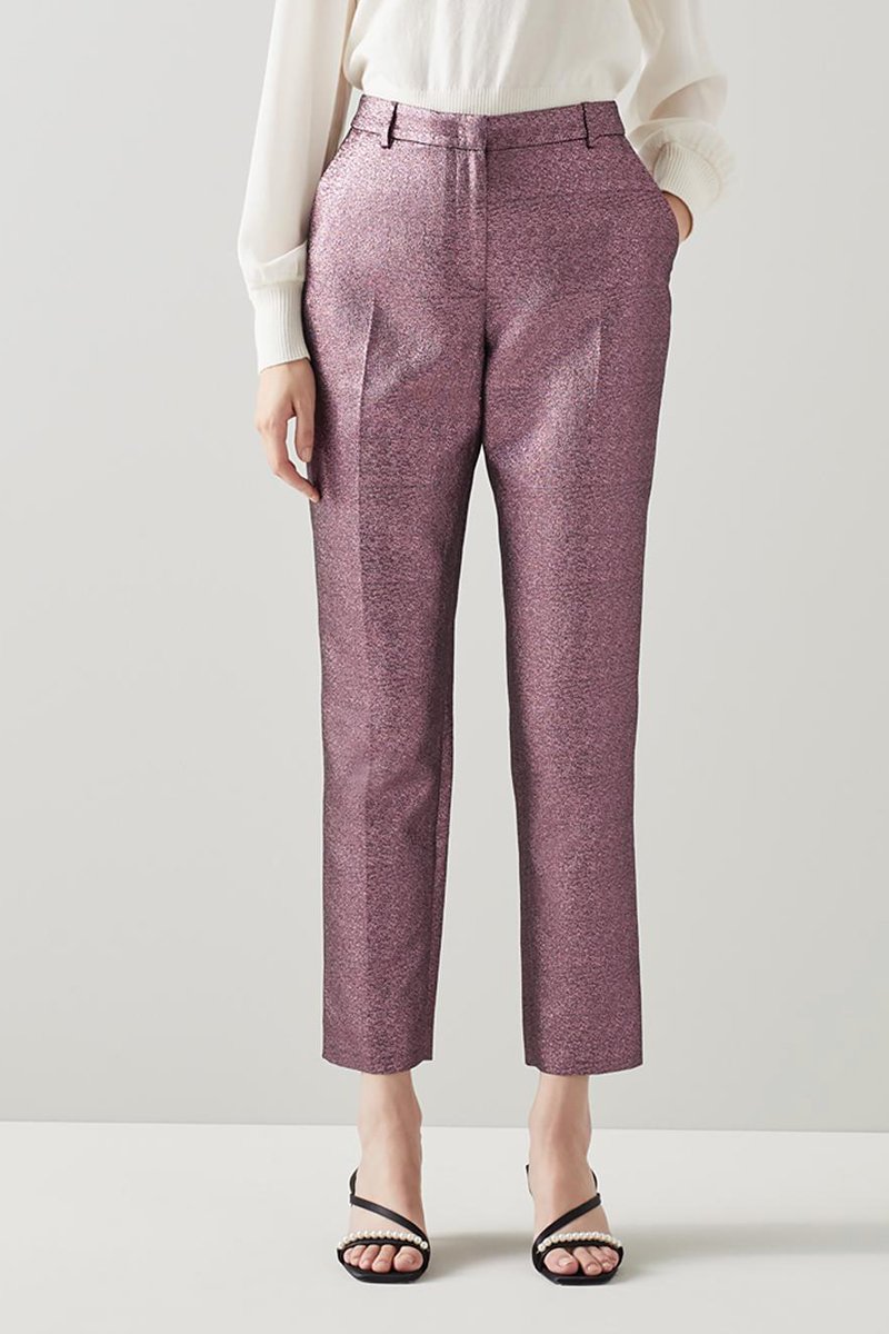 Pantalon droit 7/8 taille haute Issy Rose
