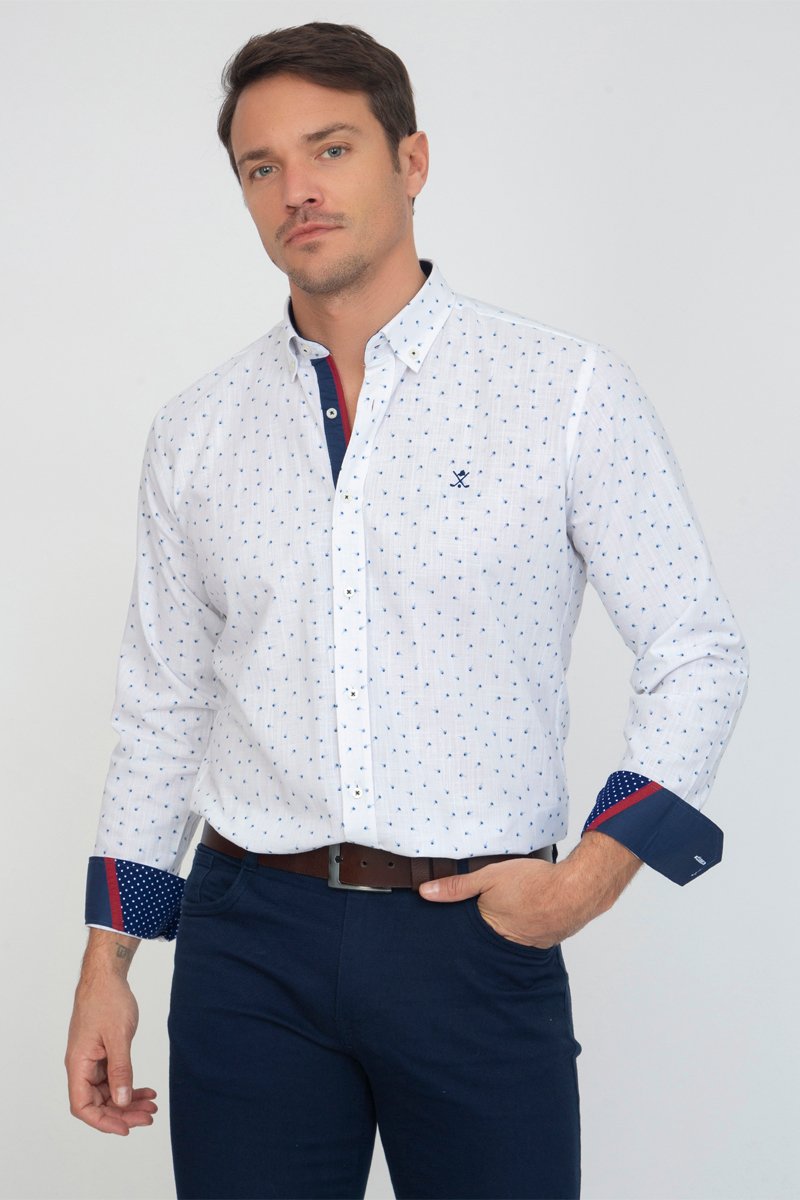 Chemise regular Krakow Blanc et bleu marine