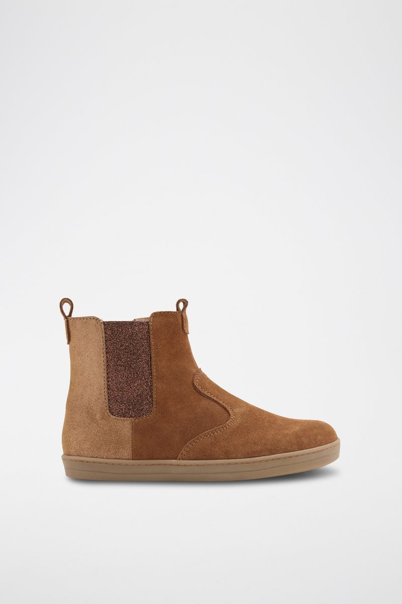 Bottines Chelsea en nubuck Camel - Okaïdi