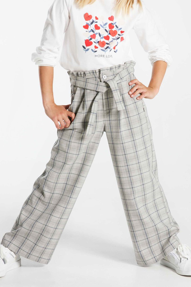 Pantalon taille haute Gris et blanc - Okaïdi