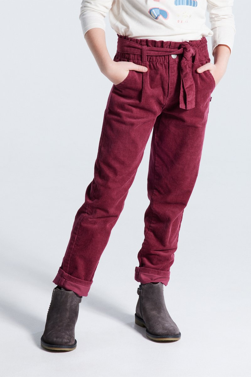 Pantalon en velours côtelé Bordeaux - Okaïdi