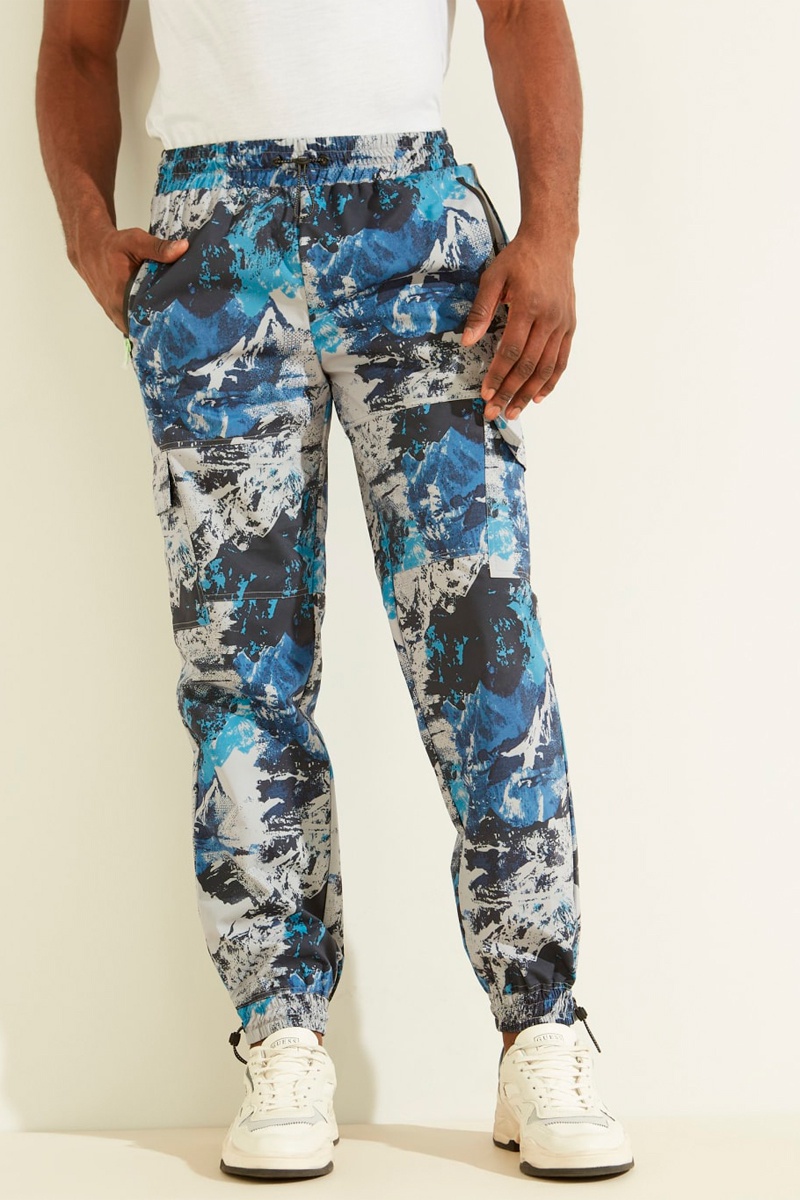 Pantalon cargo Gris clair et bleu cobalt