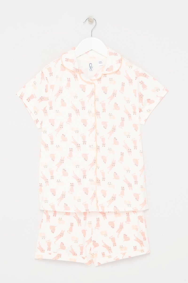 Pyjama en coton biologique - Blanc et saumon - Okaïdi