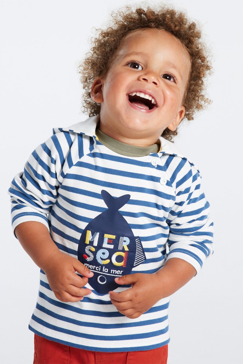 T-shirt à capuche Bleu électrique et écru - Obaïbi