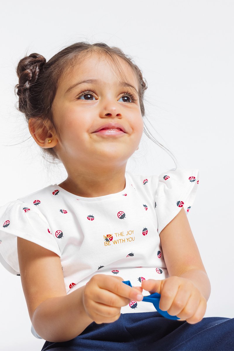 T-shirt Ecru et rouge - Obaïbi