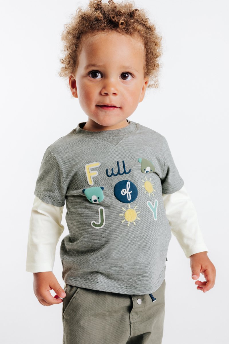 T-shirt trompe-l’œil Ecru et noir - Obaïbi