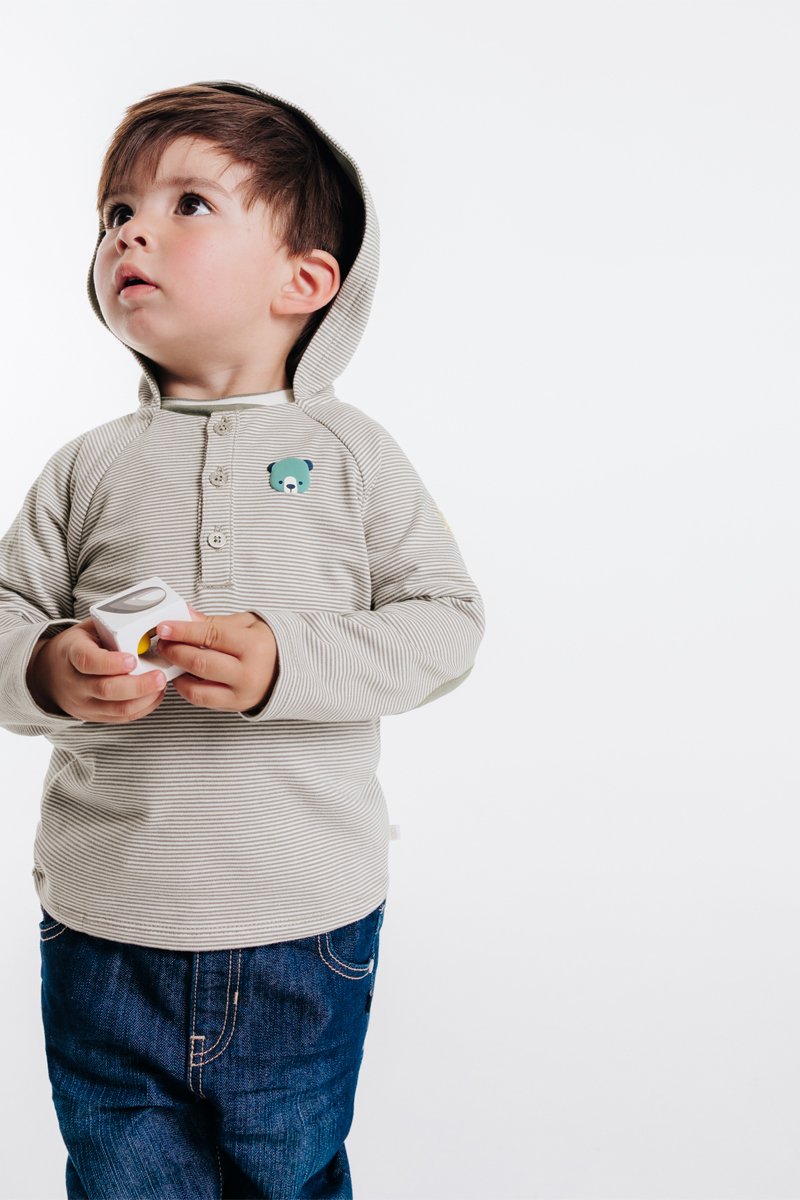 T-shirt à capuche Blanc et gris - Obaïbi