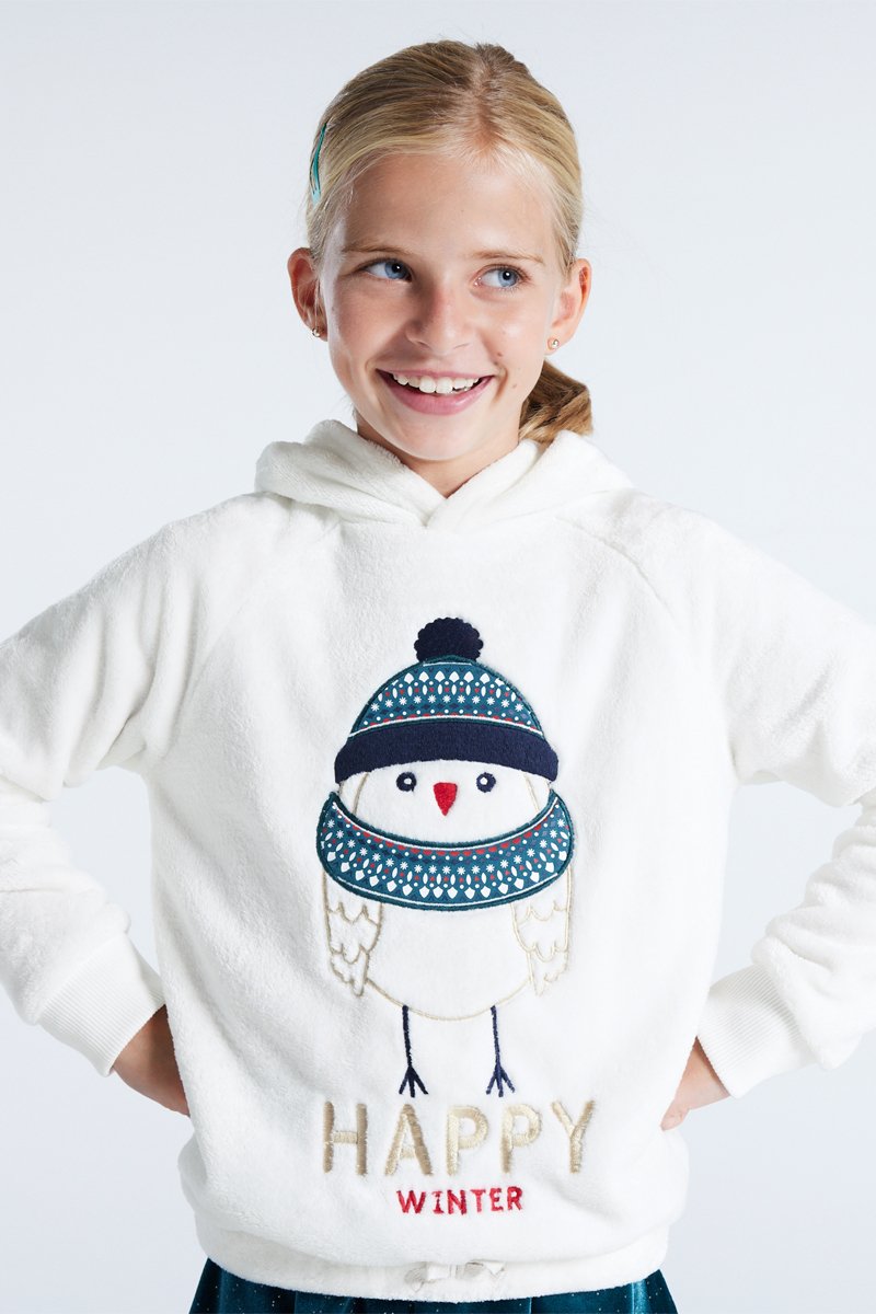 Sweat à capuche Ecru - Okaïdi