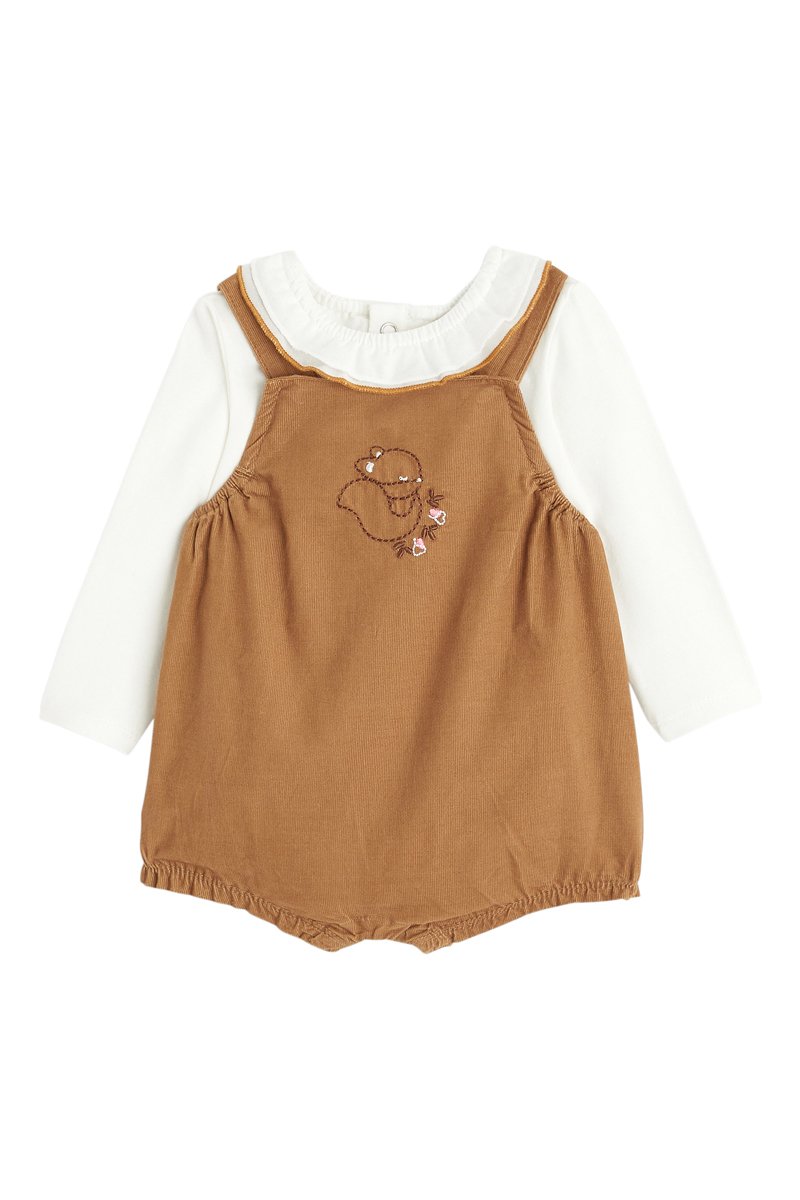 Body et barboteuse - Blanc et marron - Obaïbi