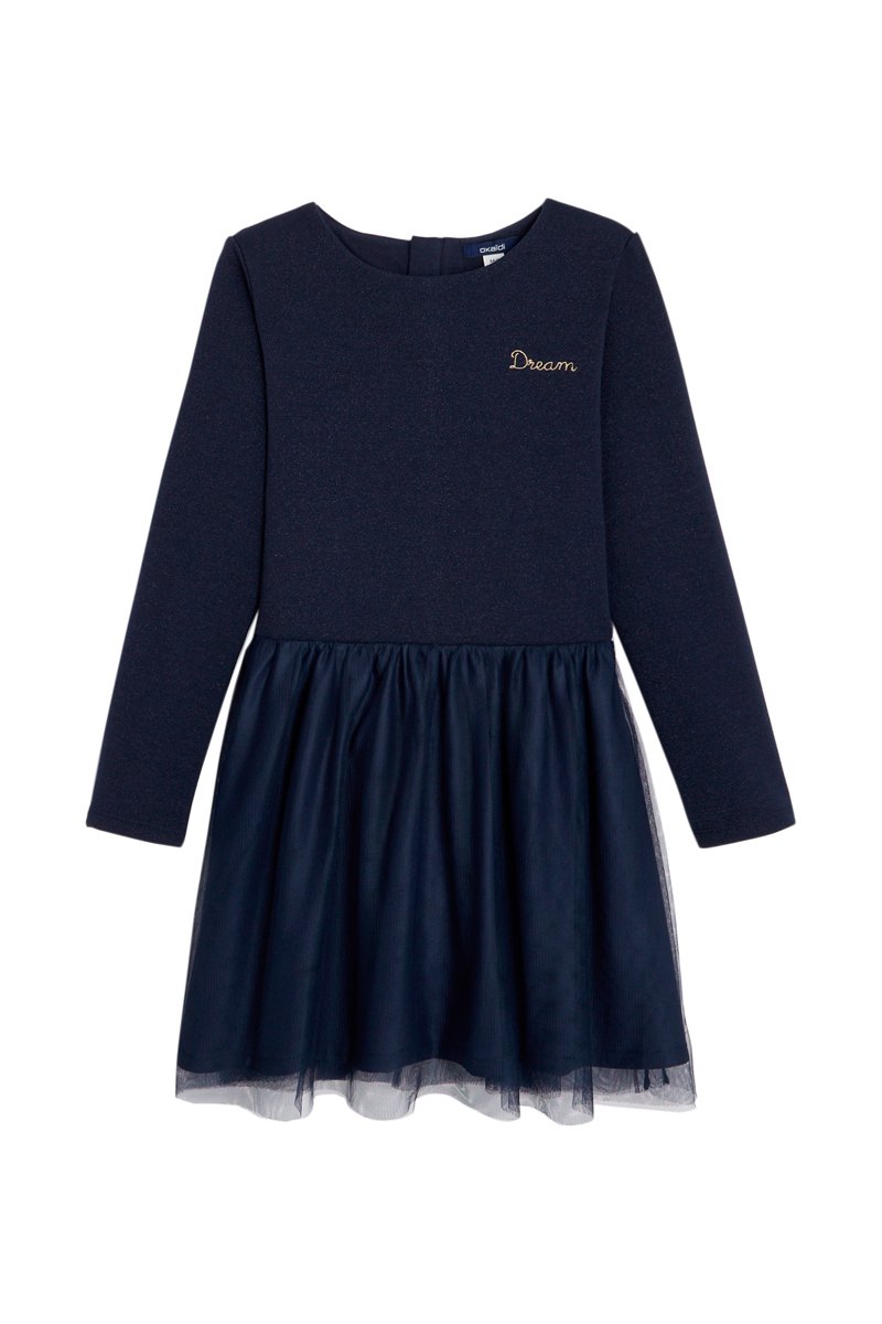 Robe bi-matière Bleu marine - Okaïbi