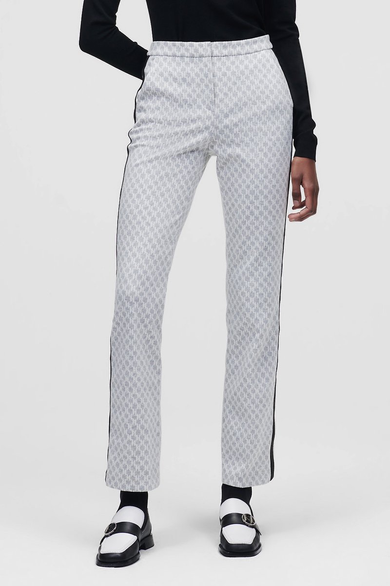 Pantalon droit 7/8 - Gris clair et blanc