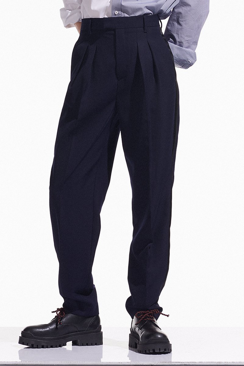 Chino en laine - Bleu marine