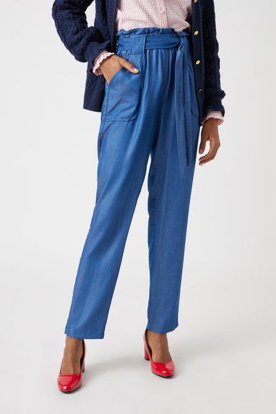 Pantalon droit taille haute Bleu roi