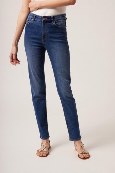 Jean slim taille haute Bleu marine