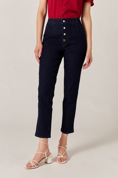 Jean slim 7/8 taille haute Bleu nuit