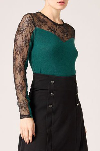 Top bi-matière Noir