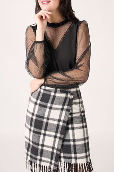 Top bi-matière Noir