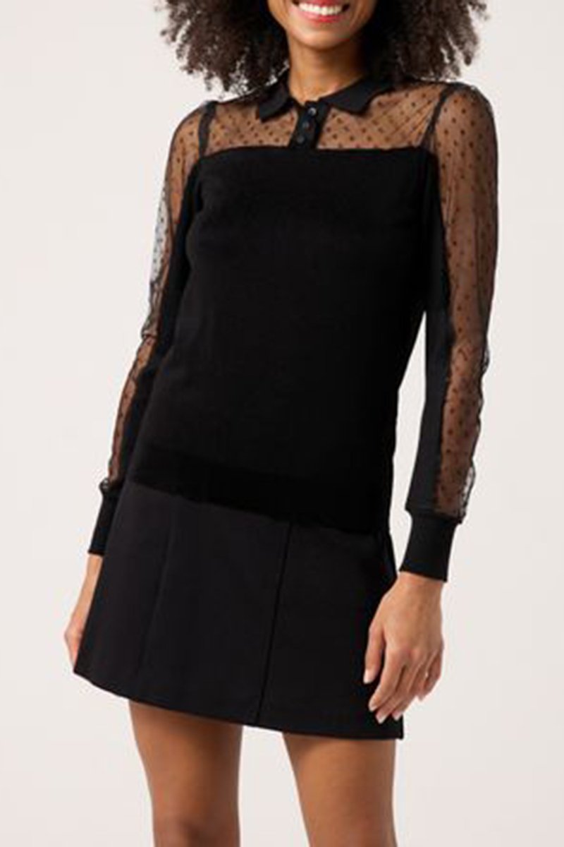 Top bi-matière Noir