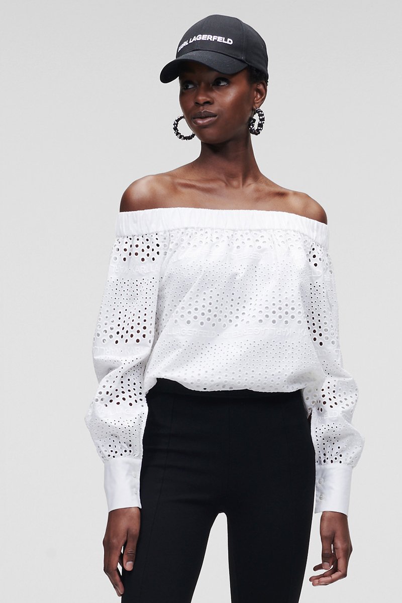 Top en broderie anglaise - Blanc