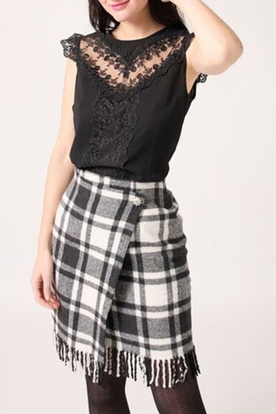 Top bi-matière Noir