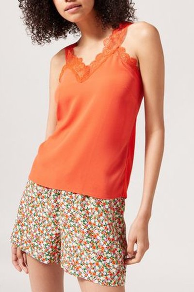 Top bi-matière Orange