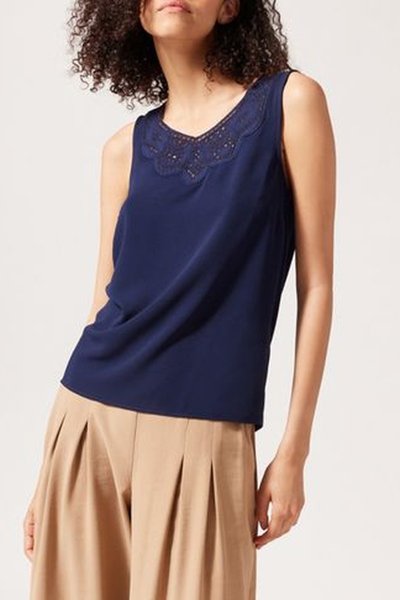 Top bi-matière Bleu marine