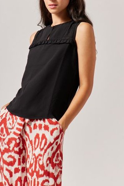 Top bi-matière Noir