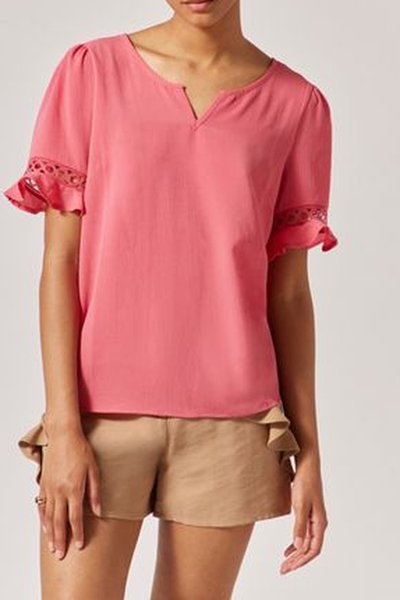 Top bi-matière Rose