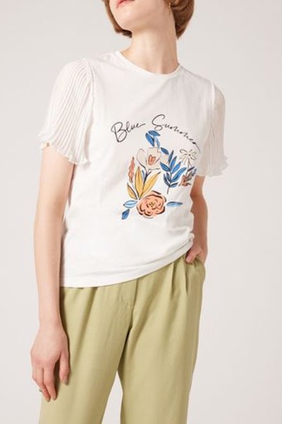 Top bi-matière Ecru