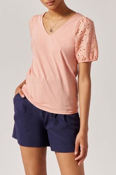 Top bi-matière Rose