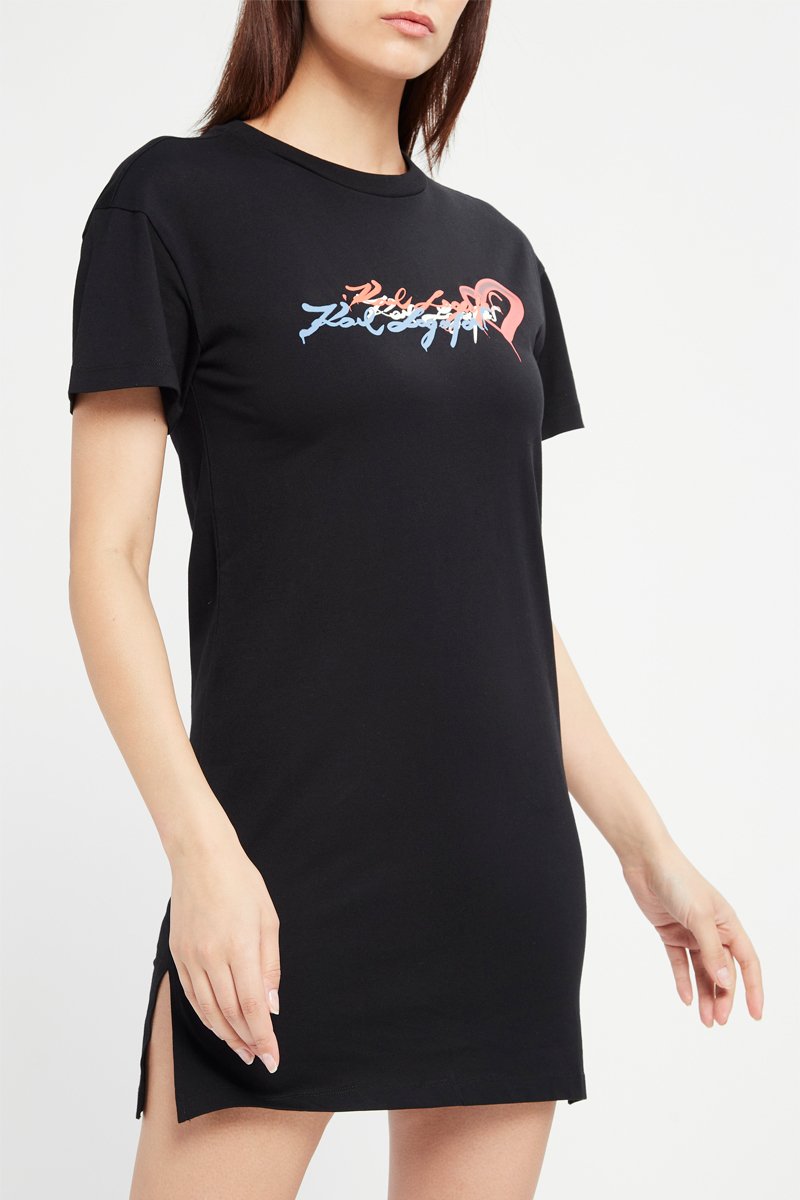 Robe droite en coton biologique - Noir