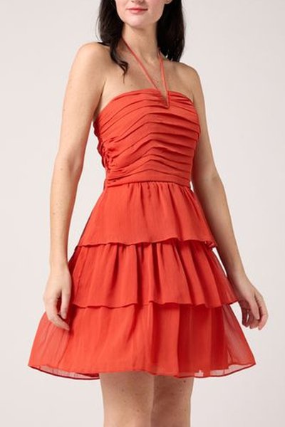 Robe volantée Orange