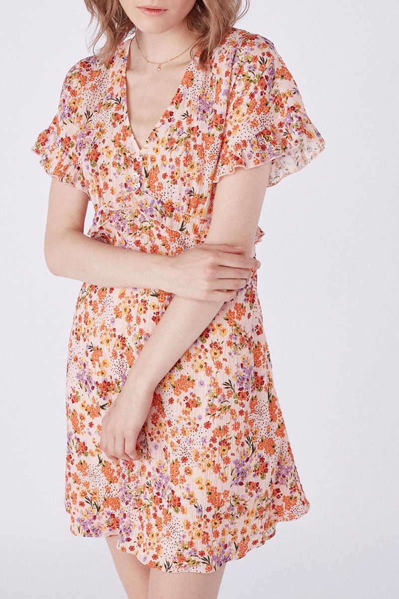 Robe patineuse Ecru et orange