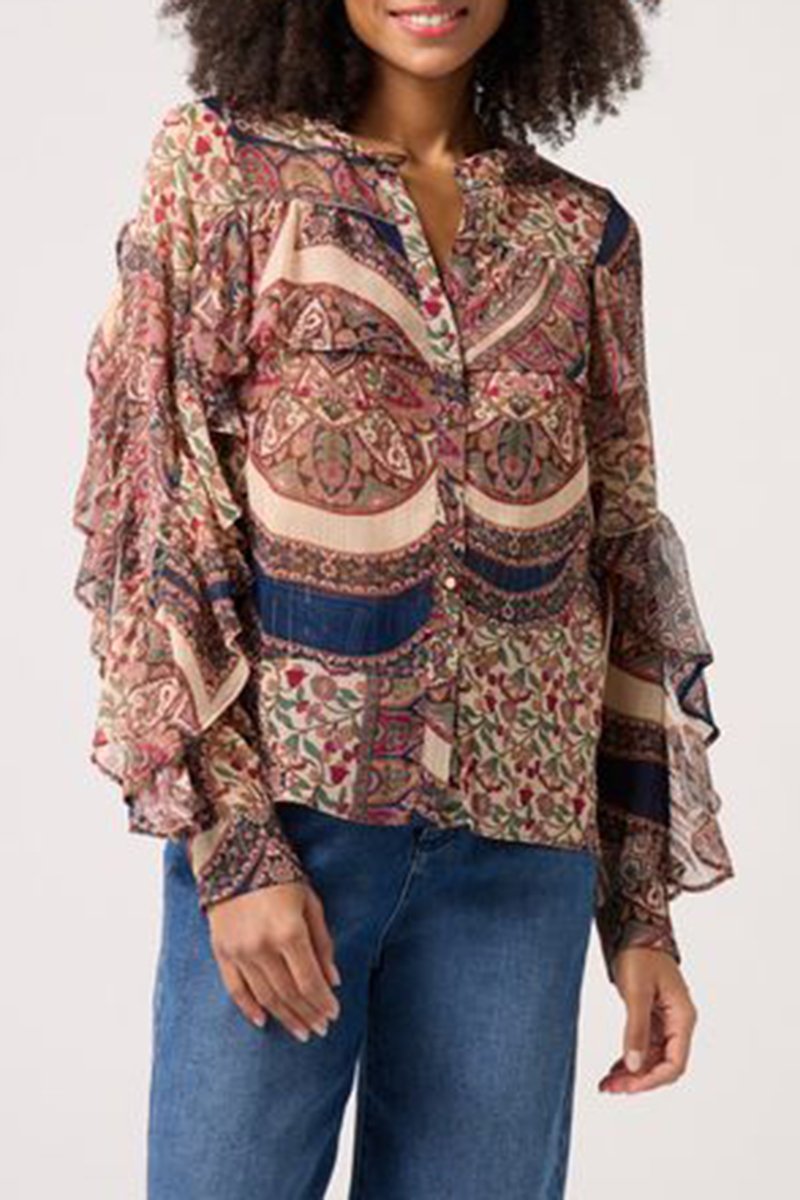 Chemisier Taupe et écru