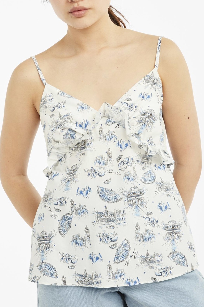 Caraco Blanc et bleu clair