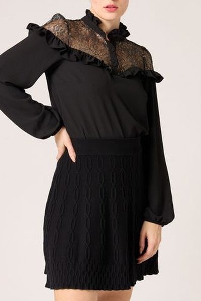 Blouse bi-matière Noir