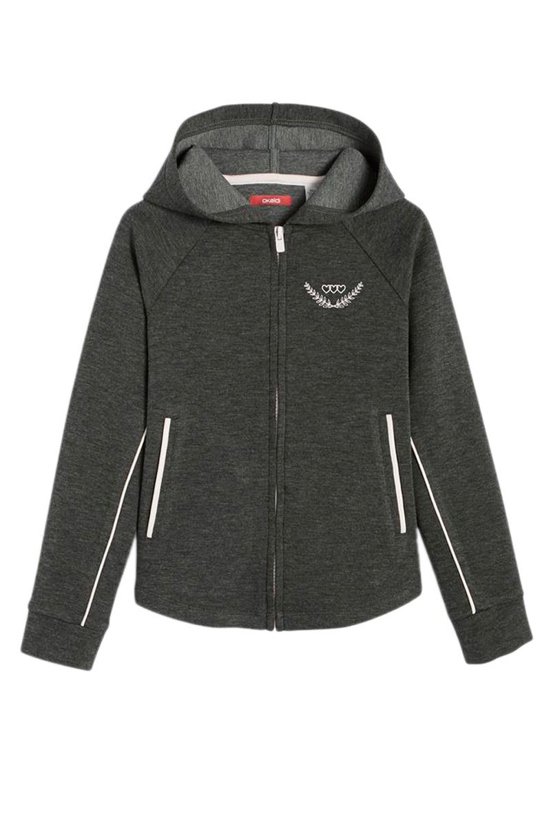 Sweat à capuche Gris foncé chiné - Okaïdi