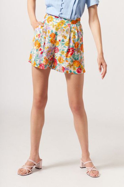 Short taille haute Ecru et jaune