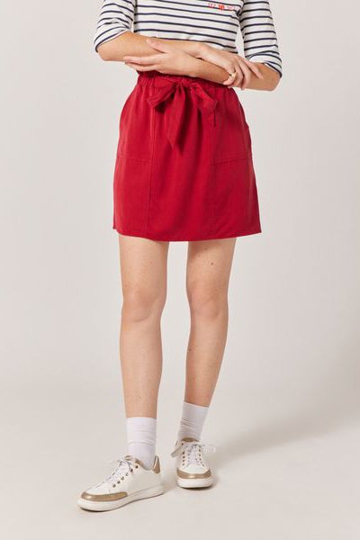 Jupe droite taille haute Rouge