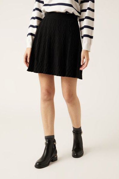 Jupe patineuse taille haute Noir