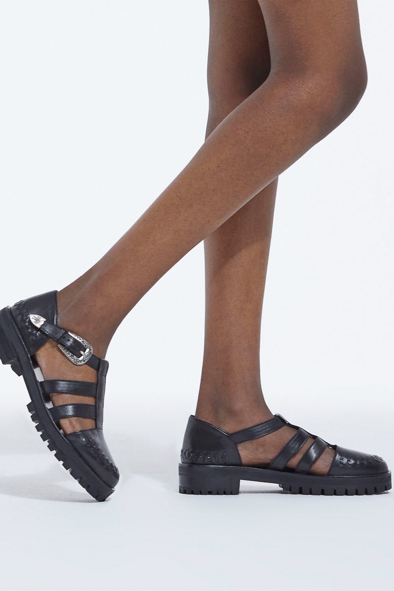 Sandales en cuir - Noir